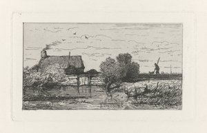 View of a Farm by the Water by Willem Roelofs (I)
