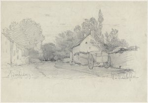 View of a Street with a Cart in Barbizon by Willem Roelofs (I)