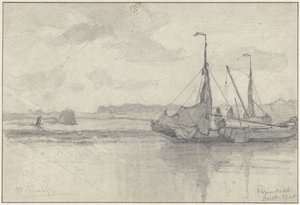 Fishing Boats in a Landscape at Papendrecht