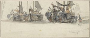Fishing Boats on the Beach of Scheveningen by Willem Roelofs (I)