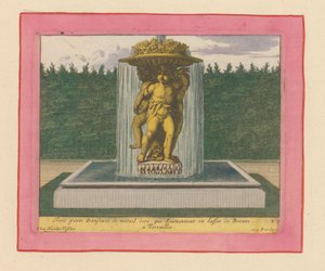 Fountain with a Statue of Three Dancing Putti Holding a Bowl Above Their Heads