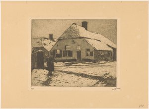 Snow-Covered Houses on a Road in Ede by Willem Witsen (signed by artist)