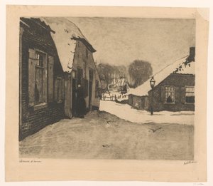 Snowy Houses in Ede by Willem Witsen (signed by artist)