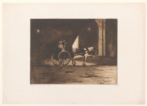 Carriage under the Waterloo Bridge in London by Willem Witsen (signed by artist)