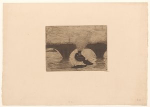 Tugboat before the Waterloo Bridge in London by Willem Witsen (signed by artist)