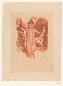 Standing Nude Woman Drying Herself