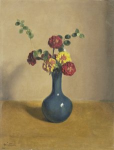 Marigolds in a Blue Vase by Willem Arnoldus Witsen