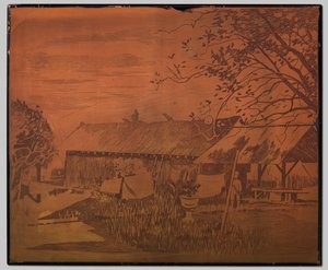 Gambar, Long Outbuilding, Drying Laundry in the Foreground by Willem Arnoldus Witsen