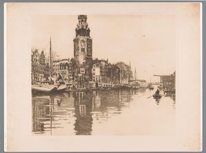 View of the Montelbaanstoren in Amsterdam by Willem Arnoldus Witsen