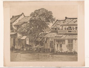 View of Houses by a River in Batavia by Willem Arnoldus Witsen