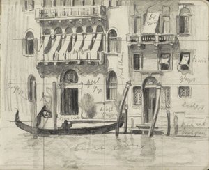Houses with Awnings over Balconies on the Grand Canal in Venice