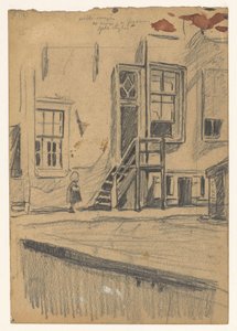 Girl by Wooden Stairs, Quay Wall by Willem Arnoldus Witsen