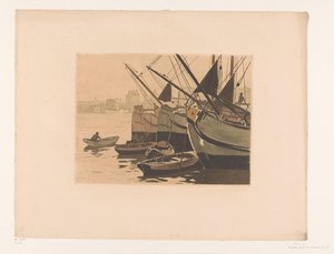 Boats in the IJ with the Lutheran Church by Willem Arnoldus Witsen