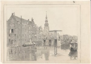 Cityscape with the Montelbaanstoren by Willem Arnoldus Witsen