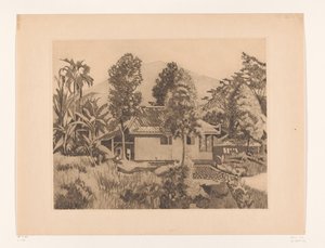 House in Bogor with a Mountain in the Background House with the Salak(?) Volcano in the Background, Buitenzorg (original title) by Willem Arnoldus Witsen