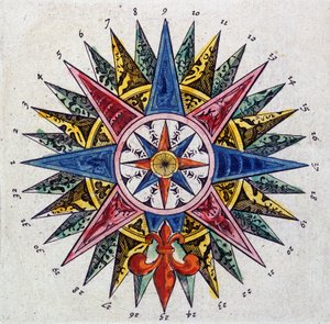Rose des vents (detail), Le theatre du monde ou Nouvel atlas by Guillaume et Jean Blaeu