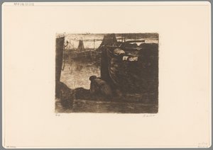Man on the Quay of a Harbor (On the Quay) by Willem de Zwart (signed by artist)