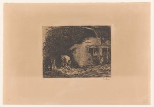Stable Interior by Lamp Light