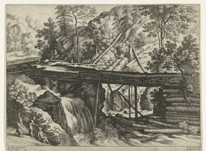 Mountain Landscape with Wooden Aqueduct by Willem van Nieulandt (II)