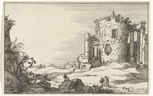 Ruins of a Temple Surrounded by Columns (Roman Ruins and Coastal Landscapes)