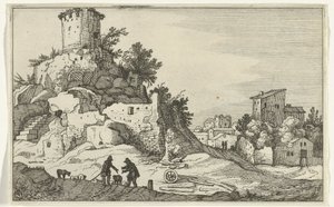 Ruins of a Tower (series title: Roman Ruins and Coastal Landscapes, Series 1) by Willem van Nieulandt (II)