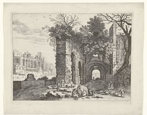 Resting Family in Front of a Ruin by Willem van Nieulandt (II)