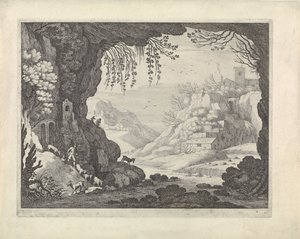 View of landscape from cave