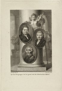 Memorial with Portraits of Joan Melchior Kemper, Cornelis Anthony Fannius Scholten, Gijsbert Carel Rutger Reinier van Brienen van Ramerus by Willem van Senus