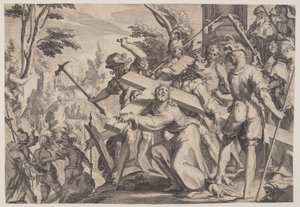 Christ Carrying the Cross, Plate 4 from Thrones of Justice by Willem van Swanenburgh