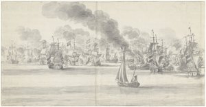 The Naval Battle off Katwijk (left panel), 1653
