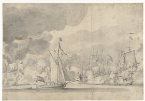 Naval Battle at Lowestoft on June 13, 1665 by Willem van de Velde (I)