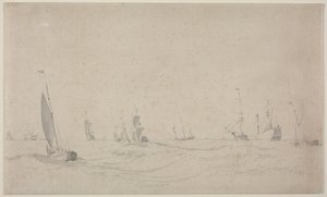 Shipping on a Rough Sea, 1665 by Willem van de Velde
