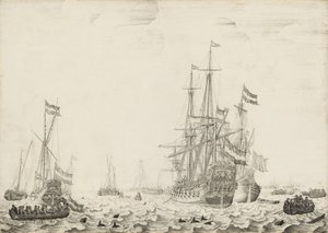 Dutch Ships near the Coast by Willem van de Velde I