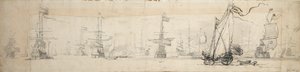 A states yacht under sail and ships at anchor, c.1665 by Willem van de Velde the Younger