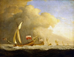 Group of British royal yachts on the sea