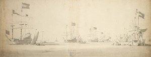 Dutch Flagships at Anchor with Boats Alongside, c.1664 by Willem van de the Elder Velde
