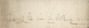Dutch Ships at Anchor Off the Land, c.1664 by Willem van de the Elder Velde