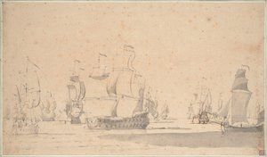 English ships, a ketch and a galliot in a light breeze, June 1673?, c.1673