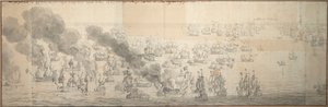 The Battle of the Texel (Kijkduin) by Willem van de the Elder Velde
