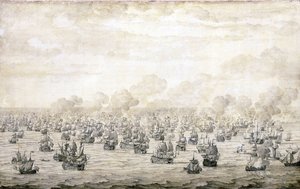 The first Battle of Schooneveld, 28 May 1673 by Willem van de the Elder Velde