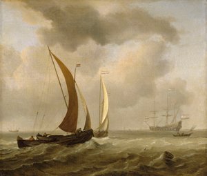 Two Kaags at Sea Before a Fresh Breeze by Willem van de Velde the Younger