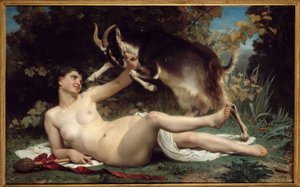 A Bacchante with a Goat by William Adolphe Bouguereau