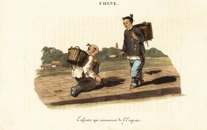 Chinese children collecting horse manure by William (after) Alexander