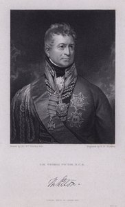Sir Thomas Picton, Welsh general of the Napoleonic Wars killed at the Battle of Waterloo by William (after) Beechey