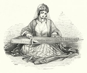 Lady playing on the Kanoon by William (after) Harvey