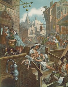 Chromolithograph of William Hogarth’s Gin Lane
