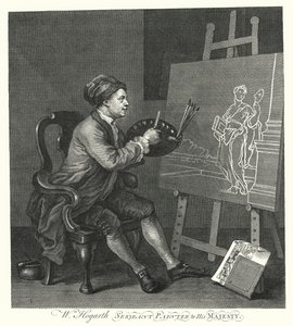 Self-portrait of English artist William Hogarth (engraving) by William (after) Hogarth