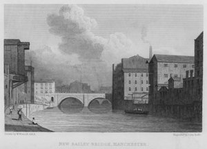 New Bailey Bridge, Manchester by William (after) Westall