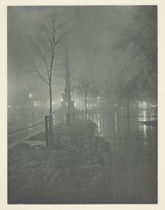 Wet Night, Columbus Circle, New York by William A. Fraser