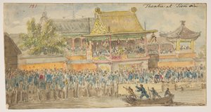 Theatre at Tien sin, from an Album of 372 drawings of landscapes, coastlines, costumes and everyday life made during Lord Macartney